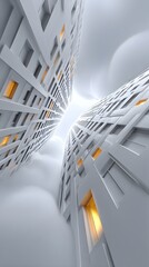 Poster - Gravity-defying cityscape, buildings floating upside down and merging with the clouds, surreal sci-fi dream world, hyper-detailed futuristic architecture, ambient glowing energy flowing through the