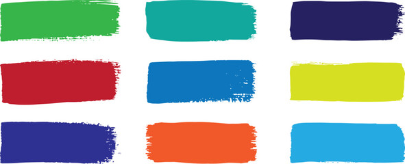 Poster - Brush strokes. Black set paint, ink brush, brush strokes, brushes, lines, frames, box, grungy. Paintbrush collection. Set of rectrangle shape brush strokes. Painted rectangles and long strokes,