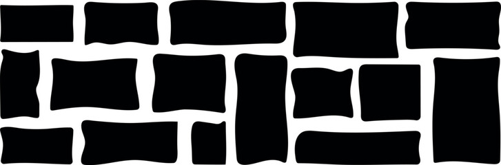Poster - Hand drawn Black organic rectangles and squares with wavy jagged borders, blob wavy edges, resembling paper cutouts. Great for adding an organic and artistic touch. Vector elements of squares. 