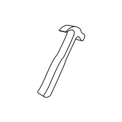 Poster - The outline of a large hammer symbol is made with black lines. 3D view of the object in perspective. Vector illustration on white background