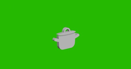 Poster - Isolated realistic white pot symbol front view with shadow. 3d illustration on green chroma key background