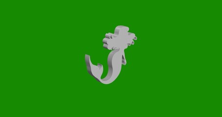 Poster - Isolated realistic white mermaid symbol front view with shadow. 3d illustration on green chroma key background