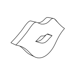 Poster - The outline of a large lips symbol is made with black lines. 3D view of the object in perspective. Vector illustration on white background