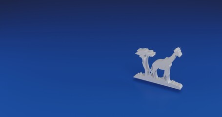 Poster - Isolated realistic white giraffe symbol with shadow. Located on the right side of the scene. 3d illustration on transparent background