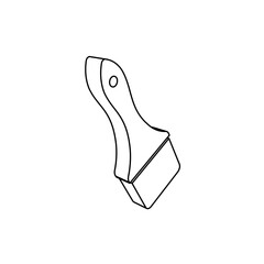 Poster - The outline of a large paint brush symbol is made with black lines. 3D view of the object in perspective. Vector illustration on white background