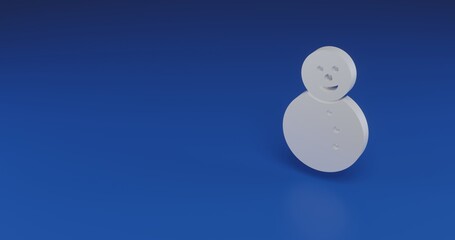 Poster - Isolated realistic white Christmas snowman with shadow. Located on the right side of the scene. 3d illustration on transparent background