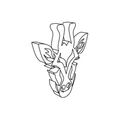 Poster - The outline of a large giraffe head symbol is made with black lines. 3D view of the object in perspective. Vector illustration on white background