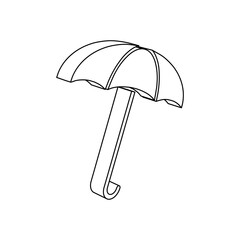 Poster - The outline of a large umbrella symbol is made with black lines. 3D view of the object in perspective. Vector illustration on white background