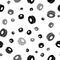 Poster - Seamless vector pattern with 3D printing filament symbols, creating a creative monochrome background with rotated elements. Illustration on transparent background
