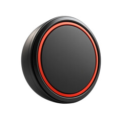 Poster - Sleek black circular button poised for action framed with a vibrant red on transparent background