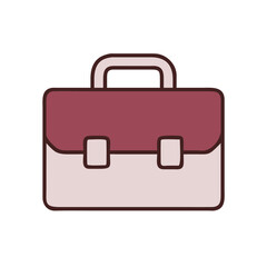 Poster - Simple briefcase icon, maroon and beige, for business presentations