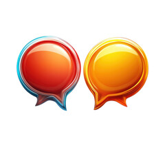 Poster - Vibrant twin speech bubbles shimmer like gems reflecting collaboration and on transparent background
