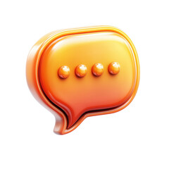Poster - A glossy orange speech bubble with waiting ellipses evokes anticipation on on transparent background