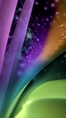 Poster - Abstract multi-colored ribbons with vibrant hues and bokeh light effects create a flowing, dynamic composition, conveying energy and movement in a digital artwork.