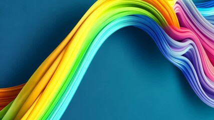 Poster - Colorful, rainbow-colored wave of hair. The colors are bright and vibrant, creating a sense of energy and excitement. The image is dynamic and eye-catching