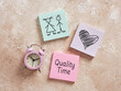 © Cagkan - Quality time together: alarm clock, couple and heart representing spending time with loved ones