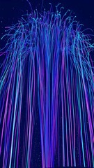 Poster - Glowing Streams Ascending Upward on Dark Backdrop, Abstract Trails of Bright Light, Vertical Format