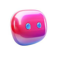 Fototapete - A whimsical pink robot with blue eyes expressing digital era charm with on transparent background