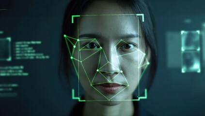 Poster - Digital identity verification powered by AI facial recognition, securing access across platforms.