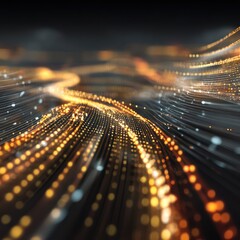 Poster - Glowing abstract data streams interwoven with digital grids, creating a vibrant tech environment.