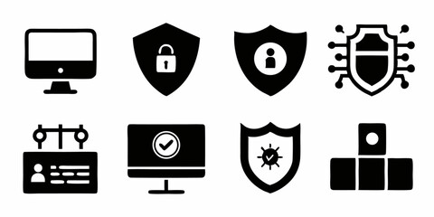 Poster - Cybersecurity network protection icon set