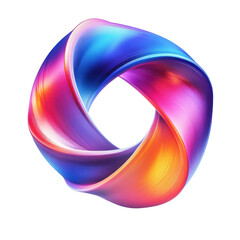 Poster - A vibrant fluid circle intertwining colorful bands of energy showcasing on transparent background