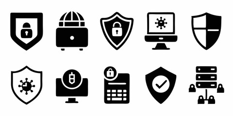 Poster - Cyber security network protection icon set