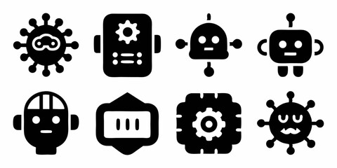 Poster - Simple artificial intelligence icons ai technology symbols