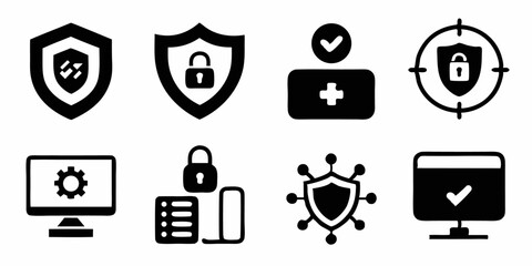 Poster - Cyber security network protection icon set