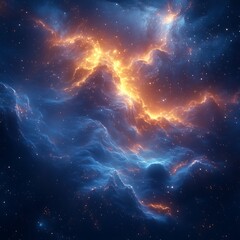 breathtaking cosmic nebula with vibrant blue and orange colors in a high resolution image.