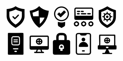 Poster - Cyber security network protection icon set