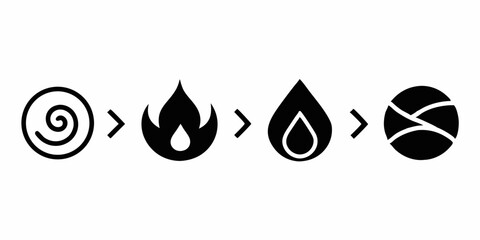 Aufkleber - Four elements line icon logo design set