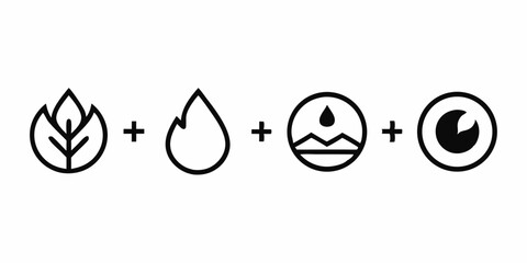 Poster - Four elements line icon logo design