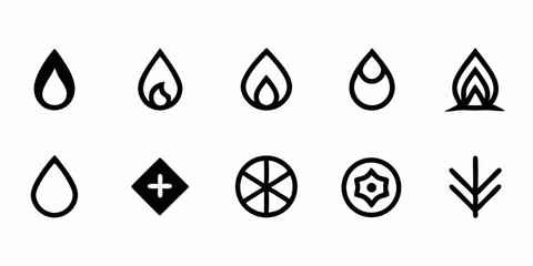 Poster - Four elements line icon logo design