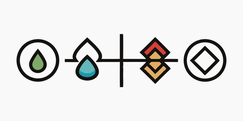 Aufkleber - Four elements line icon logo design set