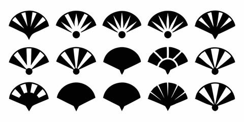 Poster - Twelve fan icons colorful design set
