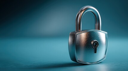 Poster - Security shield with lock icon concept representing data protection and safety in a digital information environment