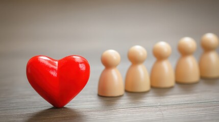 Poster - Employee engagement icon concept featuring heart within a group representing team spirit and emotional wellbeing in work environments