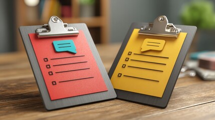 Poster - Employee engagement survey icon concept featuring a clipboard with a speech bubble signifying feedback and communication