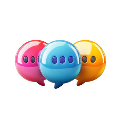 Poster - Three glossy stylized speech bubbles in a playful arrangement symbolizing on transparent background