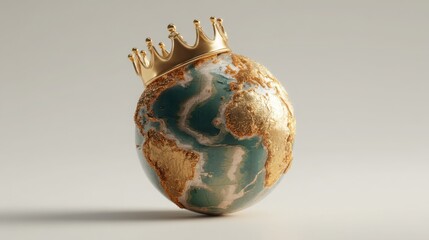 Poster - Global leadership concept featuring a globe with a crown symbolizing authority and global influence in leadership