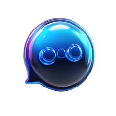 Poster - Reflective 3D chat bubble symbolizing a digital conversation with on transparent background