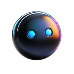 Aufkleber - A futuristic orb with glowing blue eyes a chrome reflective surface and on transparent background