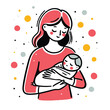 © filmanana - Family Love Heartwarming Flat Illustration of Mother Embracing Baby with Joyful Colors
