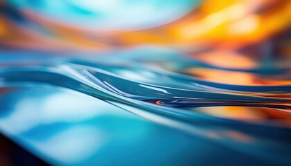 Aufkleber - vibrant abstract chrome edge with orange and blue light reflections for modern web layout, tech branding, or futuristic print design

