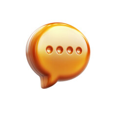Poster - Glossy golden speech bubble icon symbolizes online conversation and on transparent background