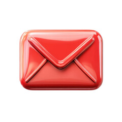 Poster - A vibrant glossy red email icon inviting connection and communication on transparent background