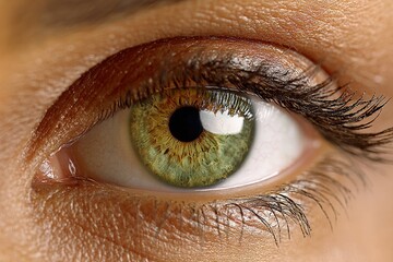 Aufkleber - Detailed close-up of a green eye showcasing unique patterns and textures during natural light conditions