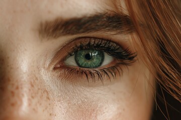 Poster - Close-up view of a young person's eye highlighting natural beauty and freckles