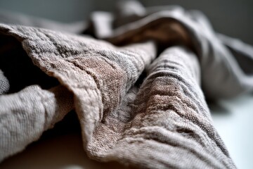 Aufkleber - Soft linen fabric draped elegantly on a clean surface in natural light, showcasing texture and color variations